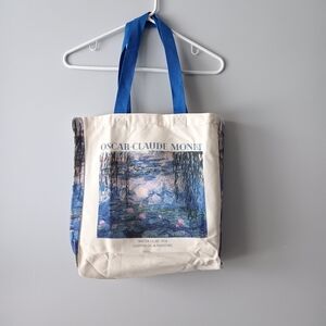 Oscar-Claude Monet 1916 Water Lilies Canvas Oil & Painting 14" Tote Bag White